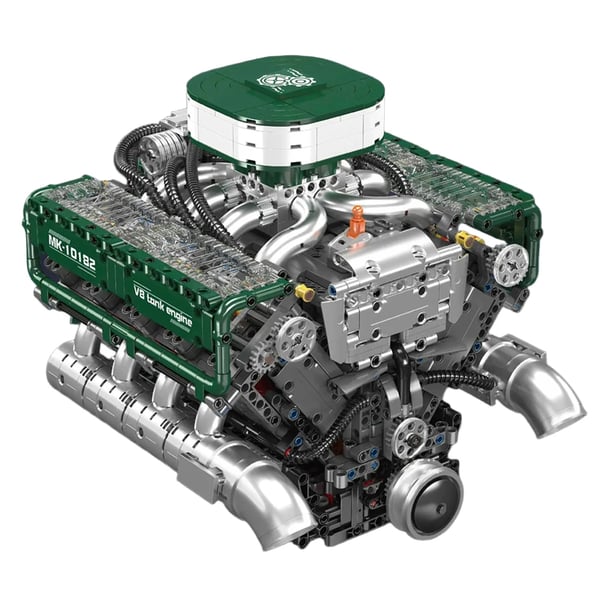 10182 V8 Tankmotor Model - Byggesæt med klodser - 2250 Dele - 30,1 x 24,1 x 23,5 cm - Alder 14+ - Plast - Uden Batteri - Grøn