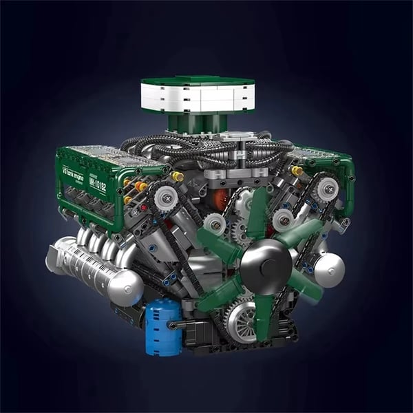 10182 V8 Tankmotor Model - Byggesæt med klodser - 2250 Dele - 30,1 x 24,1 x 23,5 cm - Alder 14+ - Plast - Uden Batteri - Grøn