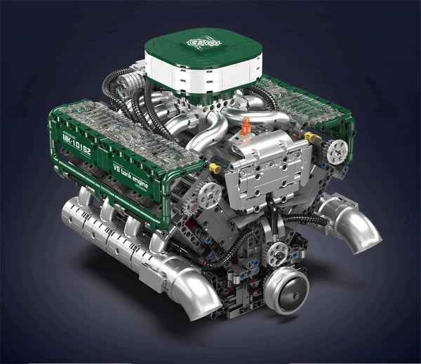 10182 V8 Tankmotor Model - Byggesæt med klodser - 2250 Dele - 30,1 x 24,1 x 23,5 cm - Alder 14+ - Plast - Uden Batteri - Grøn