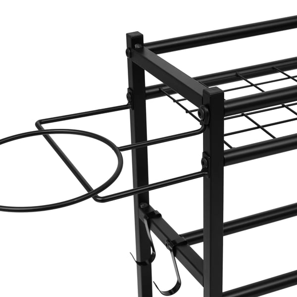 Sportsudstyr Opbevaringsstativ - Opbevaringsreol - Universelle hjul - Kroge - Stabelbar - Jern - Multianvendelig - 102 x 40 x 93 cm - Sort
