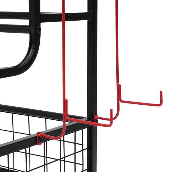 Sportsudstyr Opbevaringsstativ - Opbevaringsreol - Universelle hjul - Kroge - Stabelbar - Jern - Multianvendelig - 102 x 40 x 93 cm - Sort