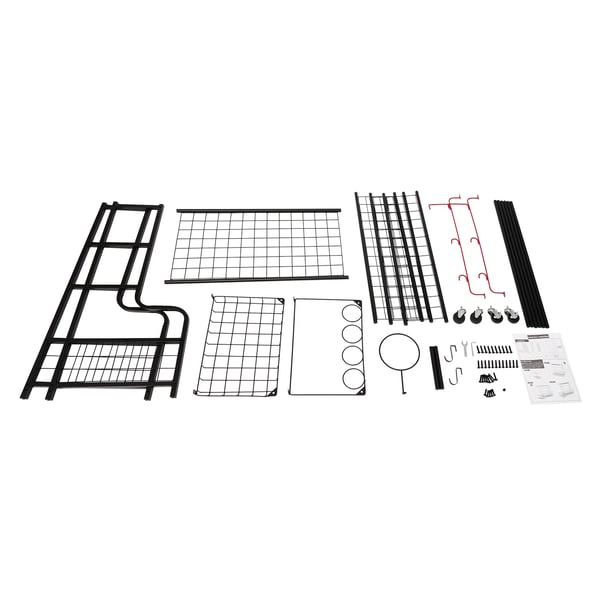 Sportsudstyr Opbevaringsstativ - Opbevaringsreol - Universelle hjul - Kroge - Stabelbar - Jern - Multianvendelig - 102 x 40 x 93 cm - Sort