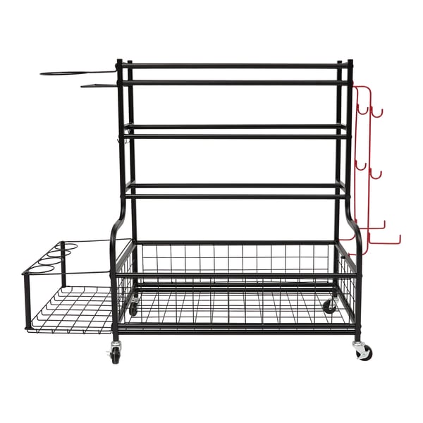 Sportsudstyr Opbevaringsstativ - Opbevaringsreol - Universelle hjul - Kroge - Stabelbar - Jern - Multianvendelig - 102 x 40 x 93 cm - Sort