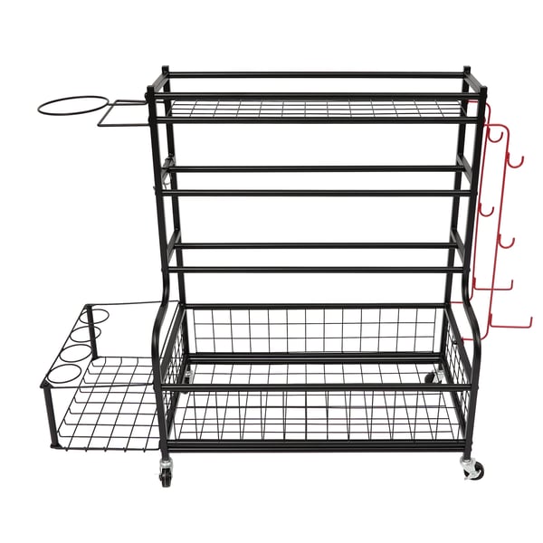 Sportsudstyr Opbevaringsstativ - Opbevaringsreol - Universelle hjul - Kroge - Stabelbar - Jern - Multianvendelig - 102 x 40 x 93 cm - Sort