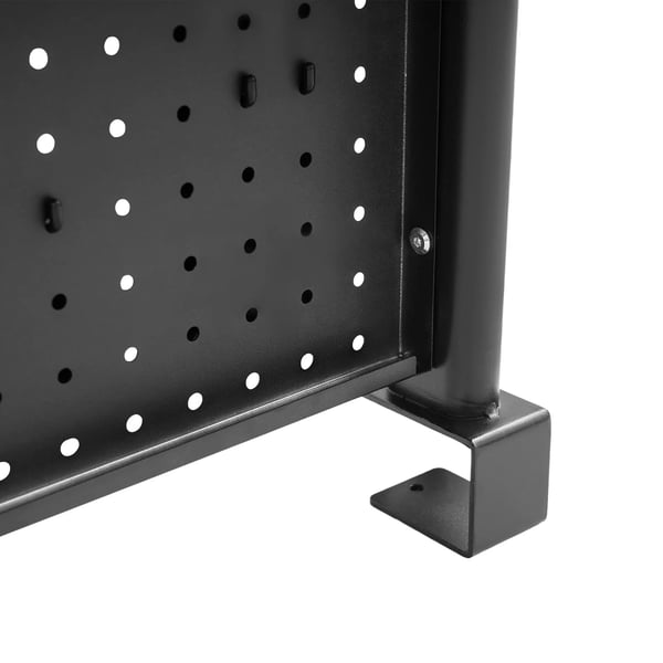 Klämmonterad skrivbordshylla - 2‑vånings hylla - Pegboard Bakpanel - Klämfäste 1–4,5 cm - MDF & Kolstål - 18 cm Hyllplan - Svart