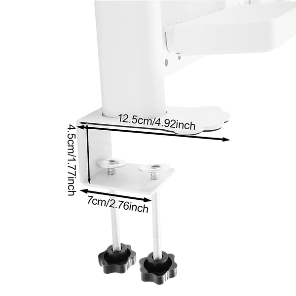Clip-on pöytäorganisaattori - Avoin 2-tasoinen hylly - Reikälevytausta - Puristin 1–4,5 cm - Leveys 18 cm - Kirjoille & toimistolle - Valkoinen