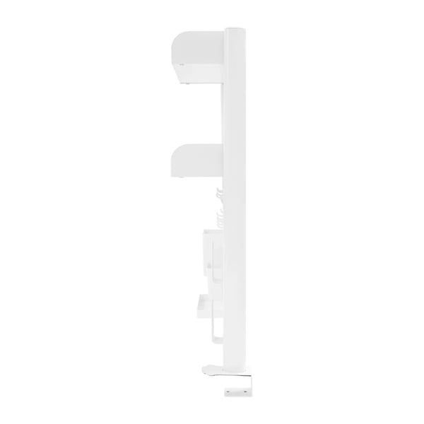 Clip-on pöytäorganisaattori - Avoin 2-tasoinen hylly - Reikälevytausta - Puristin 1–4,5 cm - Leveys 18 cm - Kirjoille & toimistolle - Valkoinen