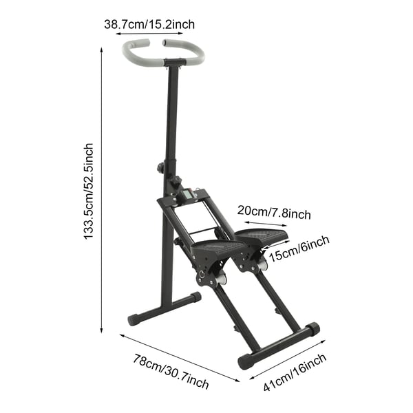 Stepperi kotikuntoiluun - Pystysuuntainen kiipeilylaite - Taitettava - Käsikaide - Enint. 100 kg - 41×78×133,5 cm - Musta