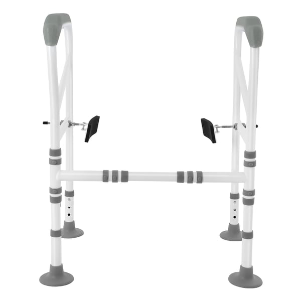 Toiletstøtte - Toilet armlæn med ben - Bæreevne 150 kg - Justerbar højde 25–30 cm - Skridsikre fodplader Ø10 cm - Kulstål & gummi