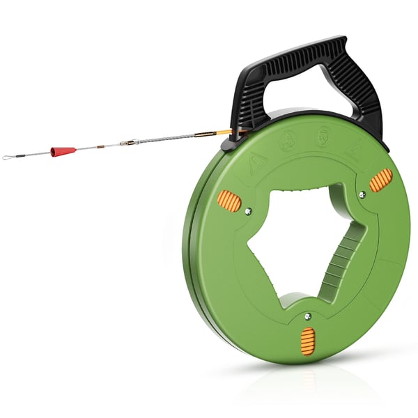 Kaapelivetojousi - Guide Spring Cable - 60 m - Ohjausjousella - Parannettu palautusjousi - Iskunkestävä kaapeli - Suojaputkiin - 1600 g - Vihreä