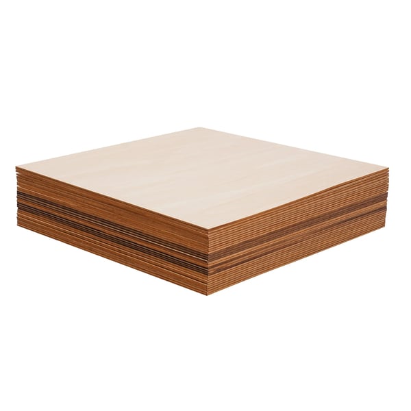 Lindetræsplader - Ubehandlet Træ/Plywood - 40x40 cm Firkantet - 3 mm Tyk - Til Gravering/Laser/DIY - Fyr