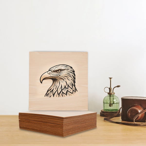 Lindetræsplader - Ubehandlet Træ/Plywood - 40x40 cm Firkantet - 3 mm Tyk - Til Gravering/Laser/DIY - Fyr