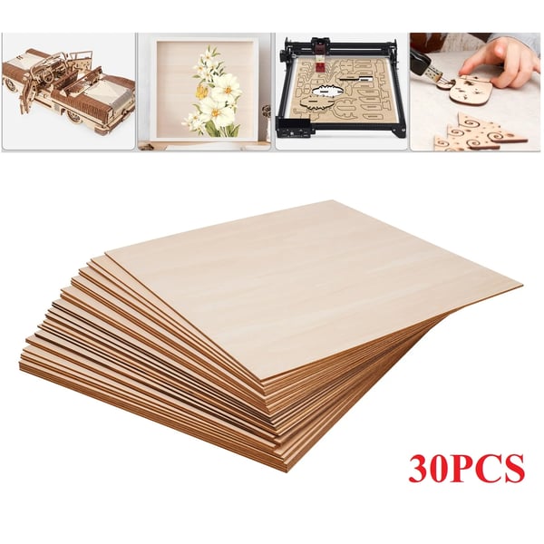 Lindetræsplader - Ubehandlet Træ/Plywood - 40x40 cm Firkantet - 3 mm Tyk - Til Gravering/Laser/DIY - Fyr