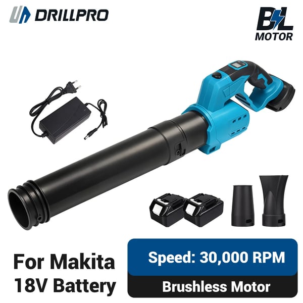 Akkukäyttöinen ilmapuhallin - Langaton 18V - Harjaton moottori - 30000 RPM Suuri nopeus - 2 akkua mukana - Kevyt ja kannettava