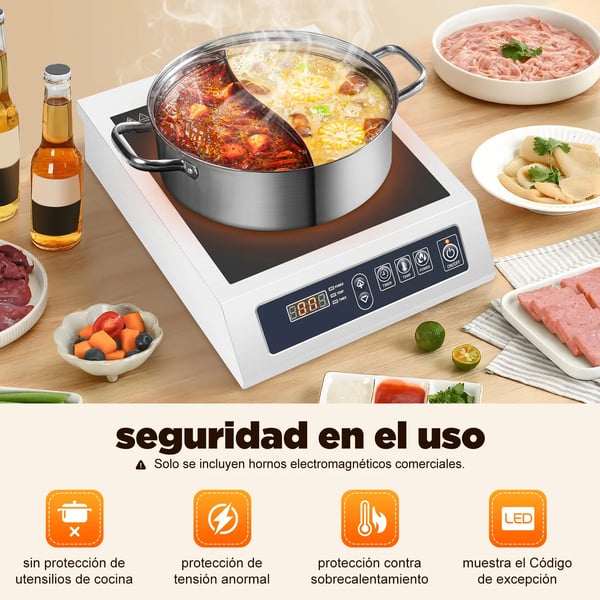 Induktionskogeplade - Bordmodel/Induktionskomfur - 3500 W - 23 cm - Digitalt display - Glaskeramisk plade - Professionel - Enkeltzone