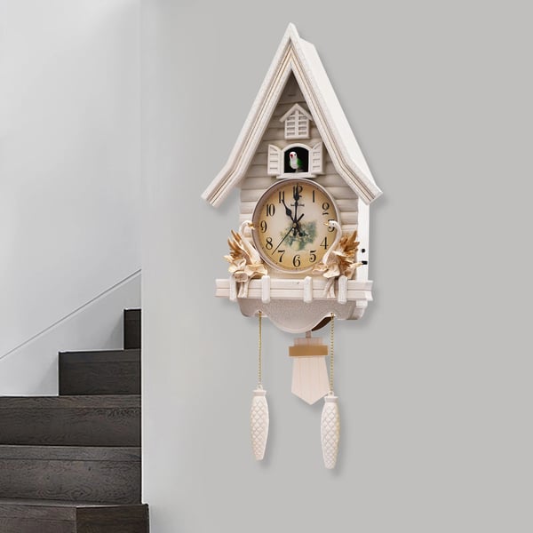 Vægur - Husformet plast - Støjsvag 20 dB - Størrelse 32,5×11×69 cm - Vægt 3 kg - Batteri medfølger ikke - Hvid