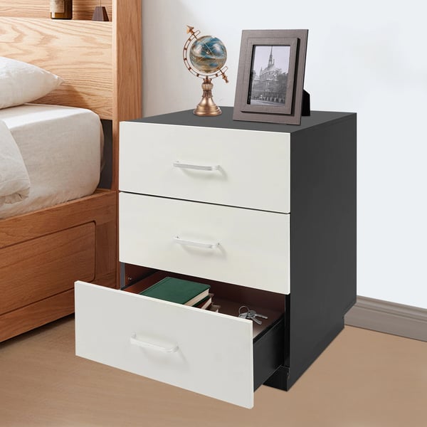 Sengebord - Natbord - 3 Skuffer - 40x40x58 cm - Moderne marokkansk design - Rummelig opbevaring - Hvid