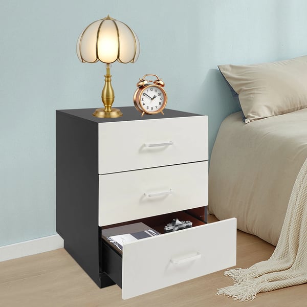 Sengebord - Natbord - 3 Skuffer - 40x40x58 cm - Moderne marokkansk design - Rummelig opbevaring - Hvid