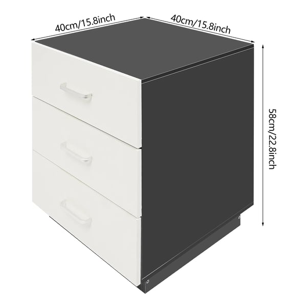 Sengebord - Natbord - 3 Skuffer - 40x40x58 cm - Moderne marokkansk design - Rummelig opbevaring - Hvid