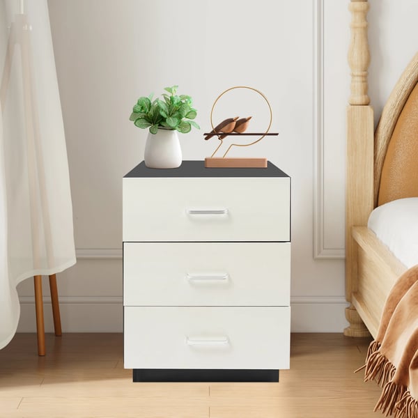 Sengebord - Natbord - 3 Skuffer - 40x40x58 cm - Moderne marokkansk design - Rummelig opbevaring - Hvid