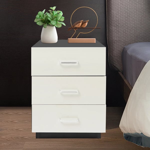 Sengebord - Natbord - 3 Skuffer - 40x40x58 cm - Moderne marokkansk design - Rummelig opbevaring - Hvid