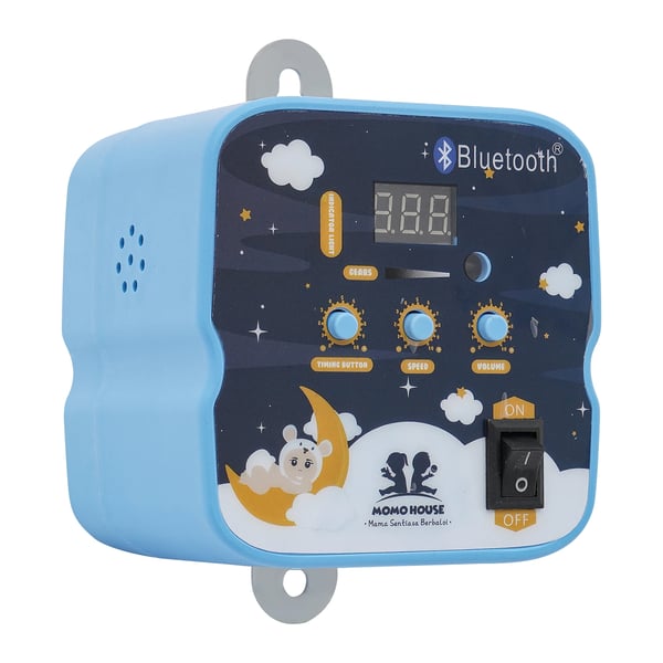 Controller til babygynge - Elektrisk fjedervugge-motor - 9 niveauer - Justerbar timer - Op/ned-bevægelse - 7 fjedre - 0–12 mdr - Blå