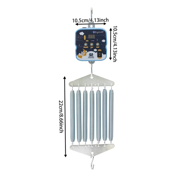 Controller til babygynge - Elektrisk fjedervugge-motor - 9 niveauer - Justerbar timer - Op/ned-bevægelse - 7 fjedre - 0–12 mdr - Blå