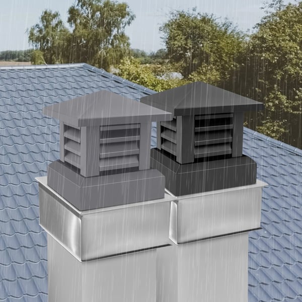 Skorstenshætte - Skorstensdæksel - Firkantet - Aluminiumlegering - Passer op til 25,5 x 25,5 cm - Mørkegrå