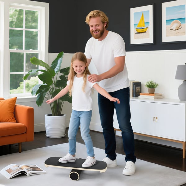 Balancebræt Balance Board - Skateboardform Surftræner - 72,5×28×3,5 cm - Balancetræning til ben - Bøjet Træ - Sort