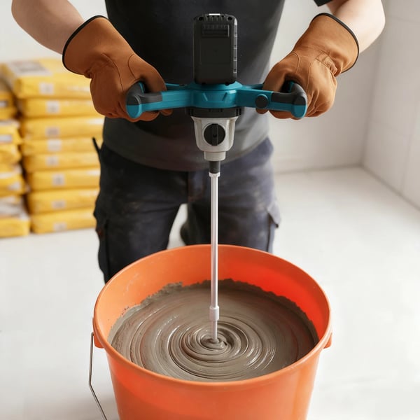 Trådløs beton- og mørtelrører - Håndholdt mixer - Effekt 1200 W - Børsteløs motor - Seks hastigheder - Batteridrevet - Blå