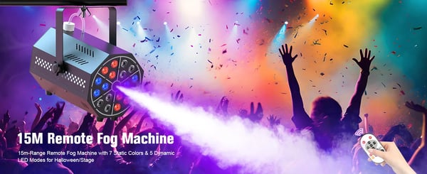 Tågemaskine - Mini 500W 18 LED - Trådløs Fjernbetjening - Rækkevidde 10–15 m - Tank 300 ml ca. 80 min - DMX Scene/DJ - Varmt Lys