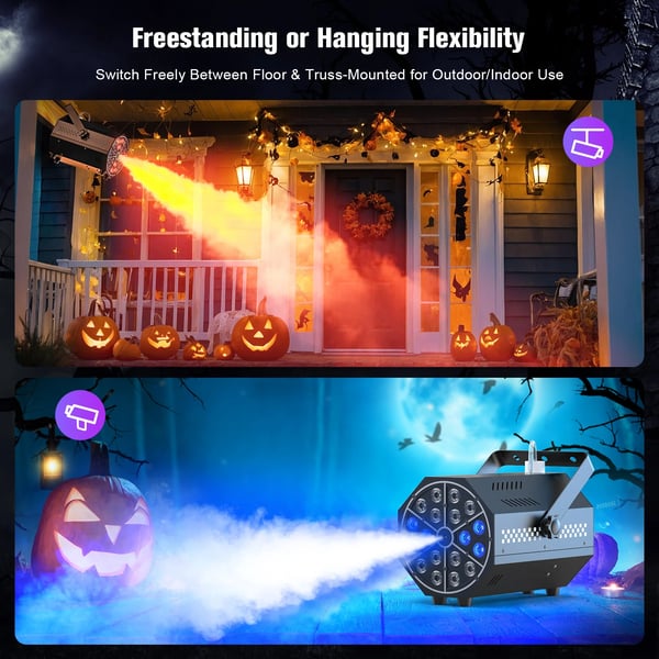 Tågemaskine - Mini 500W 18 LED - Trådløs Fjernbetjening - Rækkevidde 10–15 m - Tank 300 ml ca. 80 min - DMX Scene/DJ - Varmt Lys
