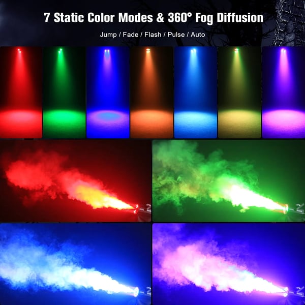 Tågemaskine - Mini 500W 18 LED - Trådløs Fjernbetjening - Rækkevidde 10–15 m - Tank 300 ml ca. 80 min - DMX Scene/DJ - Varmt Lys