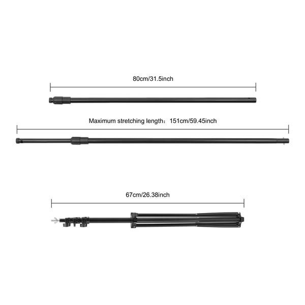 Baggrundsstativ til foto - 3x3 m baggrundssystem - Justerbar bredde 160–300 cm - Højde 75–300 cm - Fritstående trebenet stativ - Bærbar
