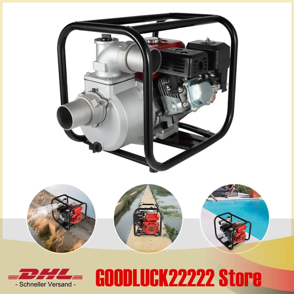 Vandpumpe - Overfladepumpe - 7,5 HP - 7,6 cm Ind/ud - Vanding og dræning - Høj effektivitet - EU-stik - Rød