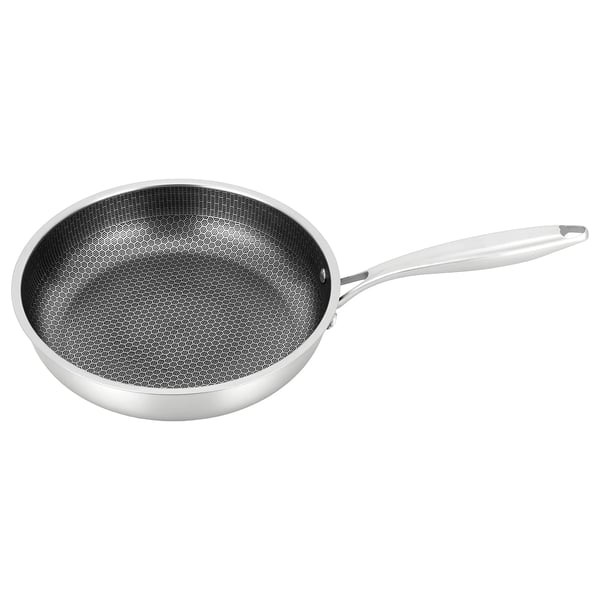 Stegepande/Wokpande - 28 cm - 410 rustfrit stål - Non-stick belægning - Ekstra håndtag - Til gas/el/induktion - Hvid