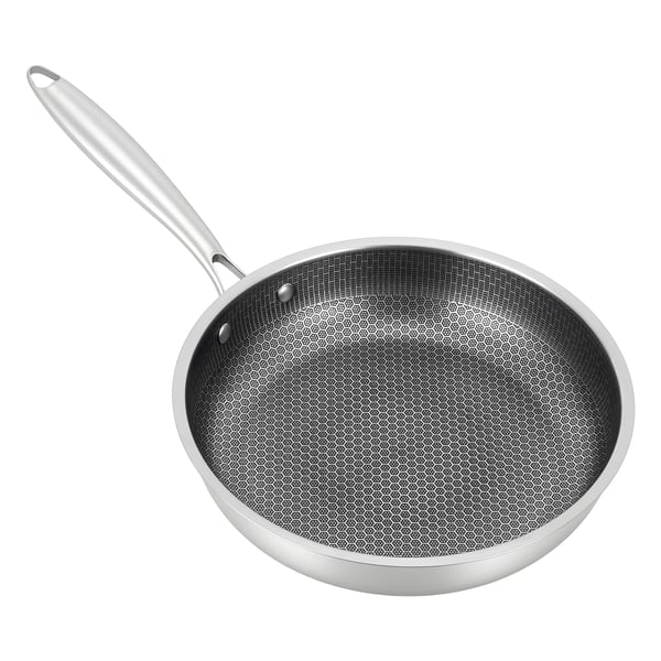 Stegepande/Wokpande - 28 cm - 410 rustfrit stål - Non-stick belægning - Ekstra håndtag - Til gas/el/induktion - Hvid