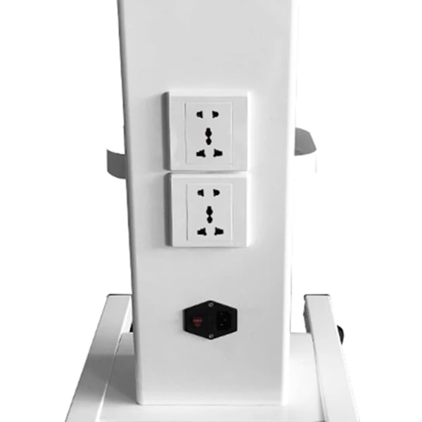 Salonvogn - 2-etagers Rullevogn - Med Hjul - 2 Stikkontakter - Maks. Belastning 40 kg - Jern & ABS - Hvid