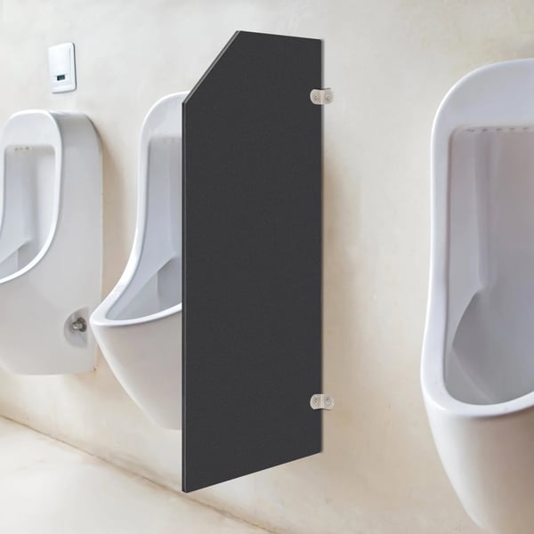Urinalskærm - Væghængt skillevæg - Affasede kanter - 40 x 90 cm - Sort