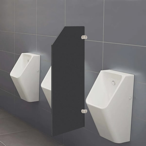 Urinalskærm - Væghængt skillevæg - Affasede kanter - 40 x 90 cm - Sort