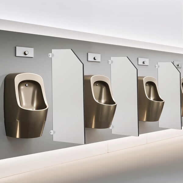 Urinal/Pissoir-skærm - Vægmonteret skillevæg - 40 x 90 cm - Affasede kanter - Privatliv - Hvid