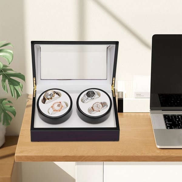 Watch Winder - Automatisk urbevæger - Støjsvag motor - Rotation med/mod uret - Træ - Til soveværelse