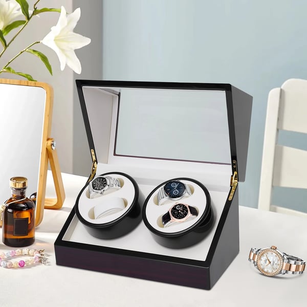 Watch Winder - Automatisk urbevæger - Støjsvag motor - Rotation med/mod uret - Træ - Til soveværelse