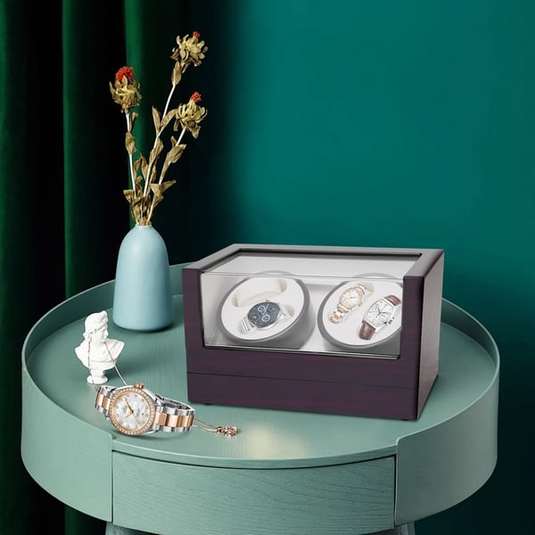 Watch Winder - Automatisk urbevæger - Støjsvag motor - Rotation med/mod uret - Træ - Til soveværelse