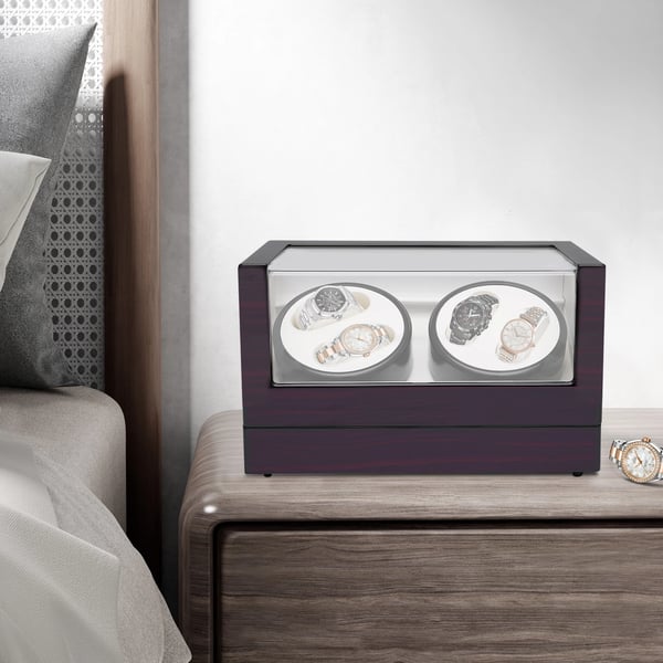 Watch Winder - Automatisk urbevæger - Støjsvag motor - Rotation med/mod uret - Træ - Til soveværelse