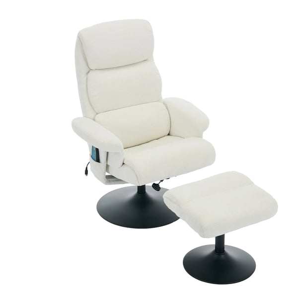 Afslapningsstol - Recliner TV-stol - 5-punkts Massage - Elektrisk Varme - Liggefunktion - 77x75,5x100 cm - Hvid