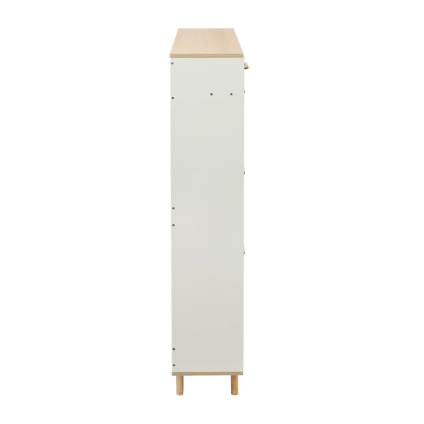 Skoskab - Fritstående opbevaringsskab - 3 klaplåger med 2 niveauer - 2 skuffer - Plads til ca. 15 par - MDF + massivt træ - Belastning op til 30 kg