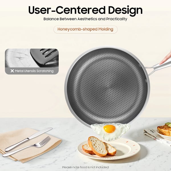 Stegepande - Bikube nonstick - 410 rustfrit stål - 28 cm - Ridsefast - Sort