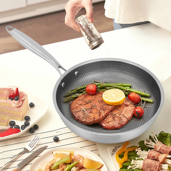 Stegepande - Bikube nonstick - 410 rustfrit stål - 28 cm - Ridsefast - Sort