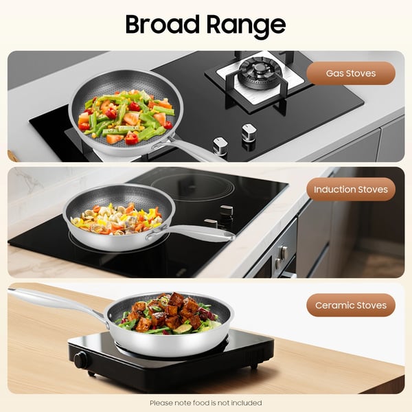 Stegepande - Bikube nonstick - 410 rustfrit stål - 28 cm - Ridsefast - Sort